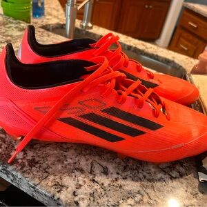 adidas Neon Orange Soccer Cleats with Black Stripes